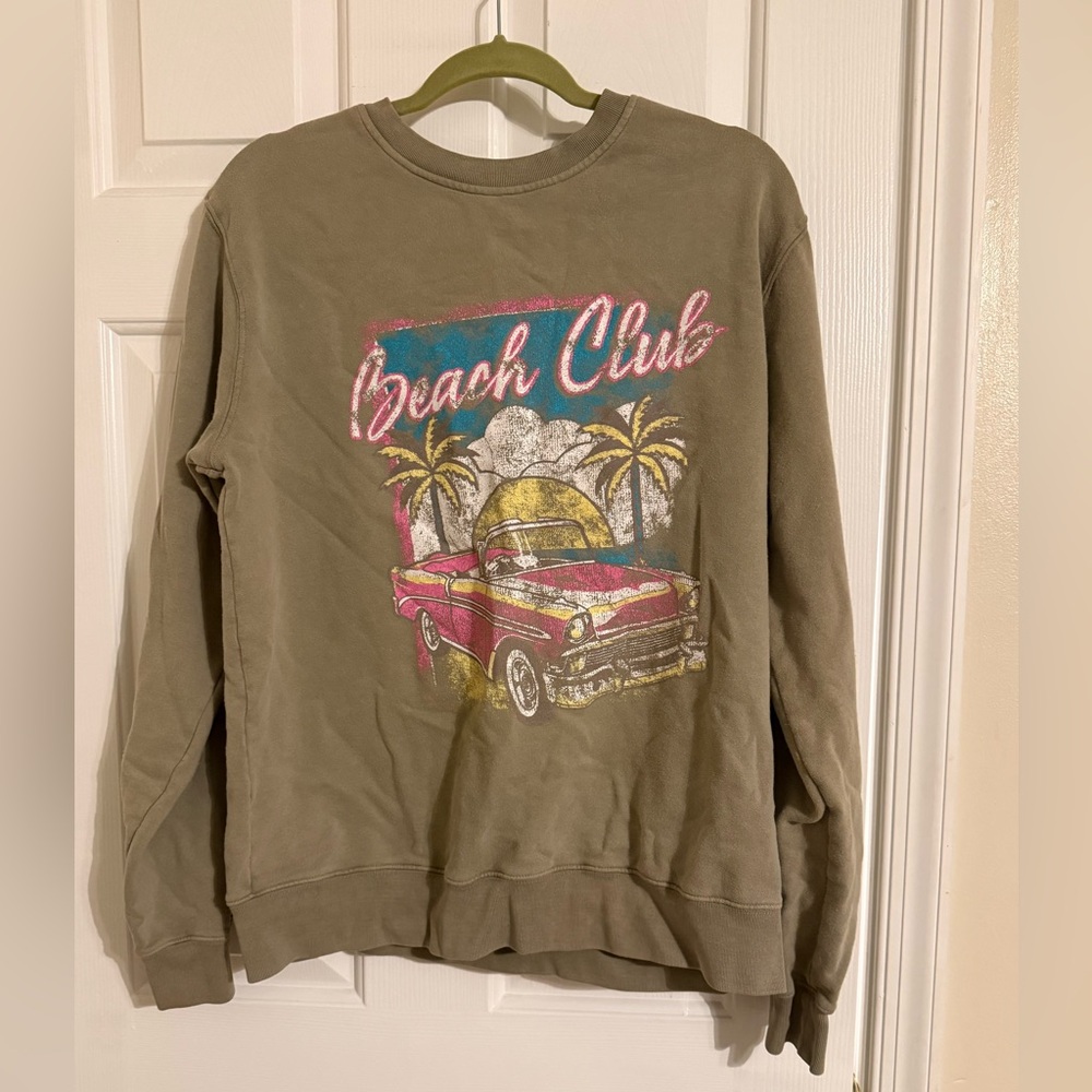 Beach Club Graphic Grey/Olive Sweatshirt